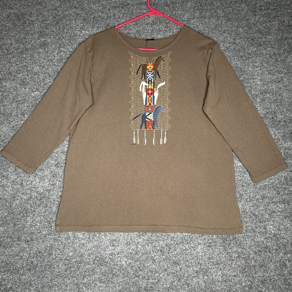 Sabaku Artwear Top Saddle Blankets Horses‎ Size Medium Brown Artsy Western